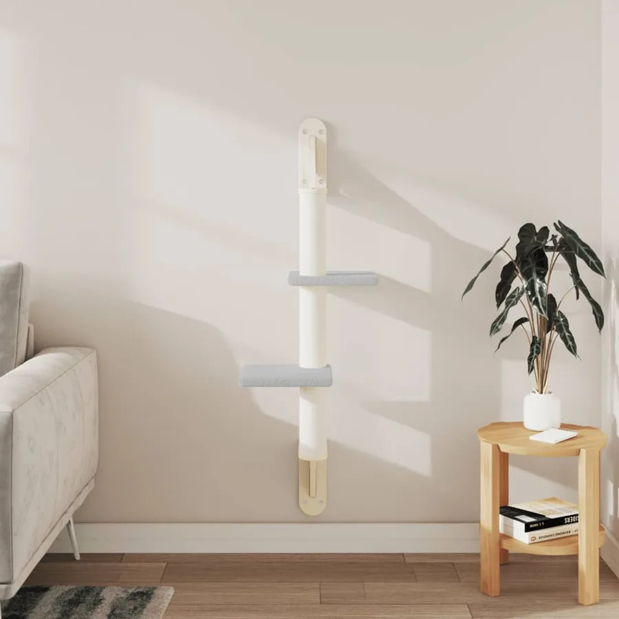 Arbre à chat mural avec griffoir gris clair 108 cm - 3