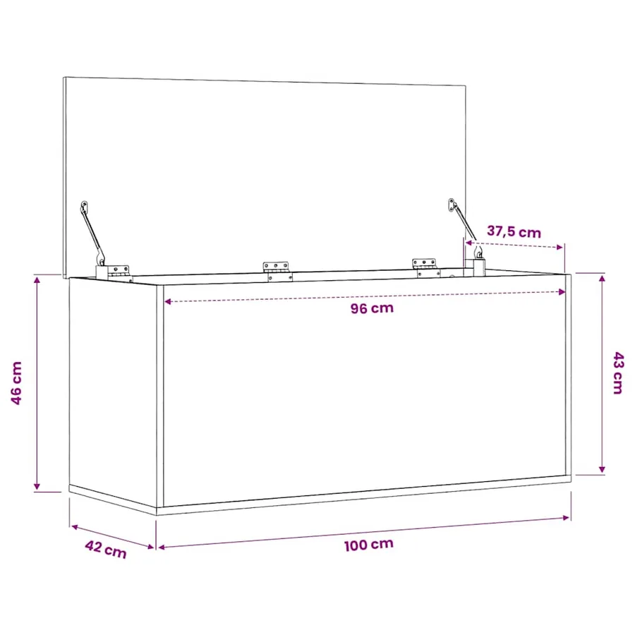 Boîte de rangement chêne sonoma 100x42x46 cm bois d'ingénierie - 11