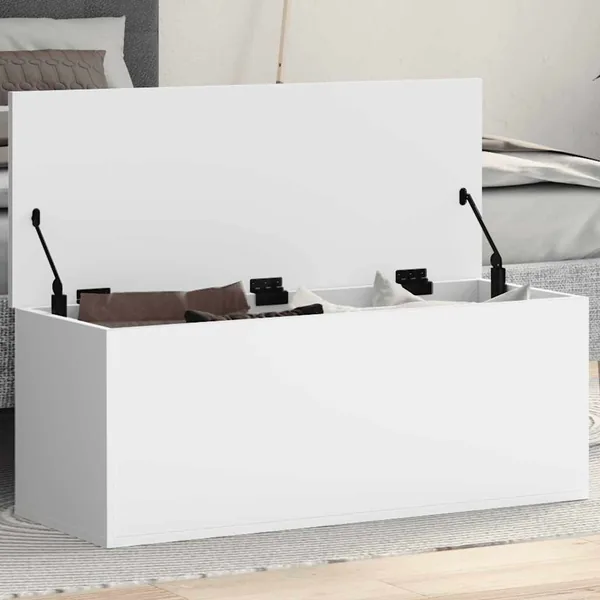 Boîte de rangement blanc 90x35x35 cm bois d'ingénierie
