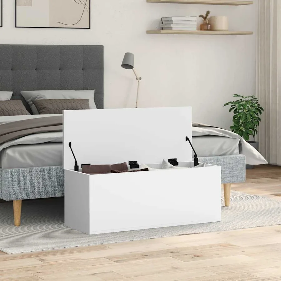 Boîte de rangement blanc 90x35x35 cm bois d'ingénierie - 3