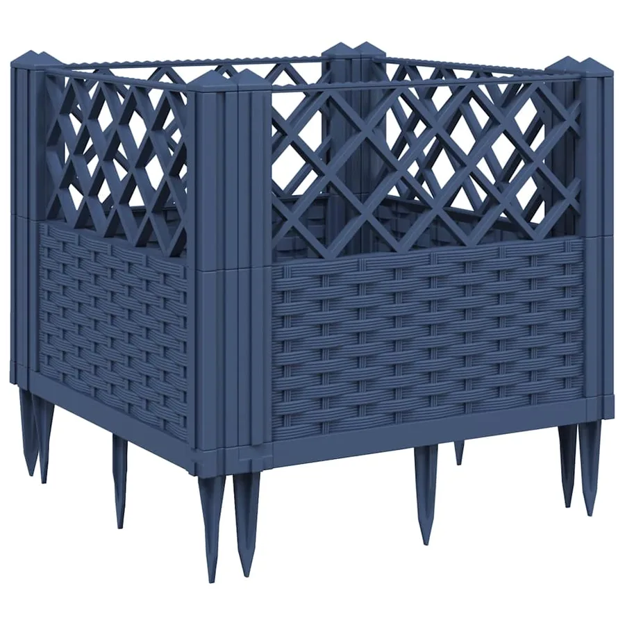 Jardinière avec piquets bleu gris 43,5x43,5x43,5 cm PP - 2
