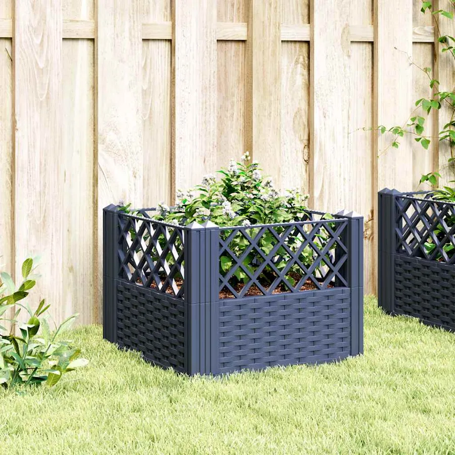 Jardinière avec piquets bleu gris 43,5x43,5x43,5 cm PP - 3