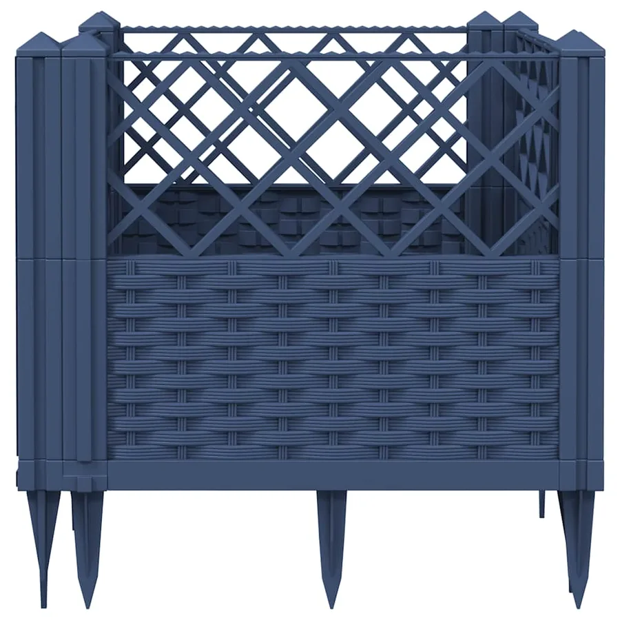 Jardinière avec piquets bleu gris 43,5x43,5x43,5 cm PP - 4