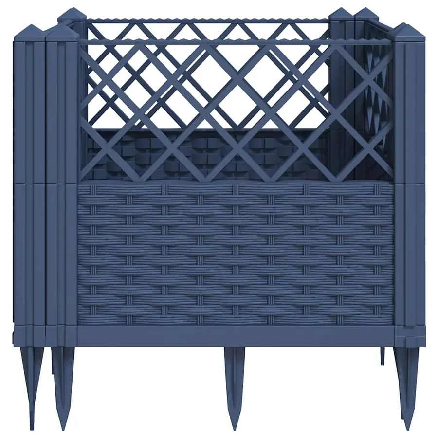 Jardinière avec piquets bleu gris 43,5x43,5x43,5 cm PP - 5