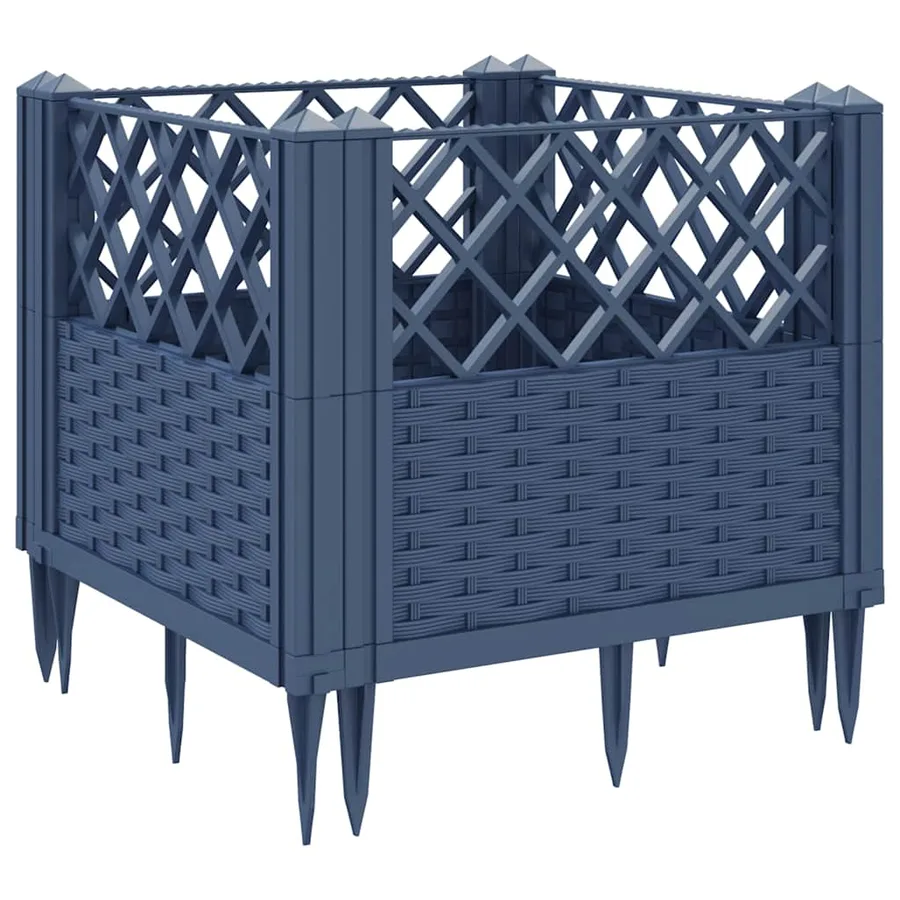 Jardinière avec piquets bleu gris 43,5x43,5x43,5 cm PP - 6