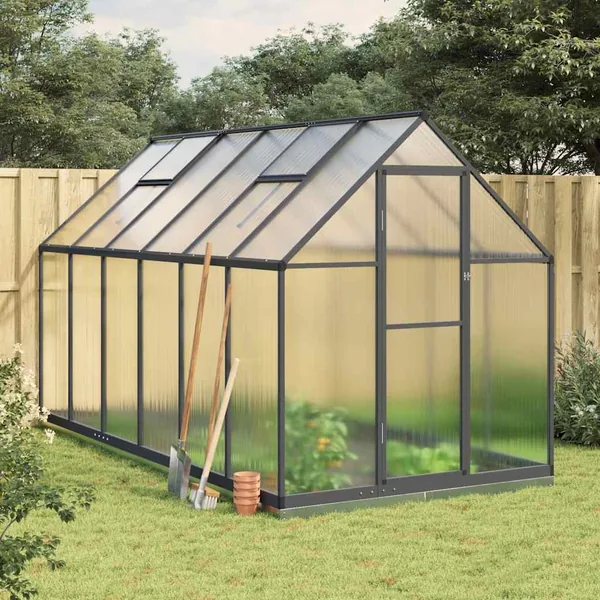 Serre avec cadre de base anthracite 334x169x202 cm aluminium