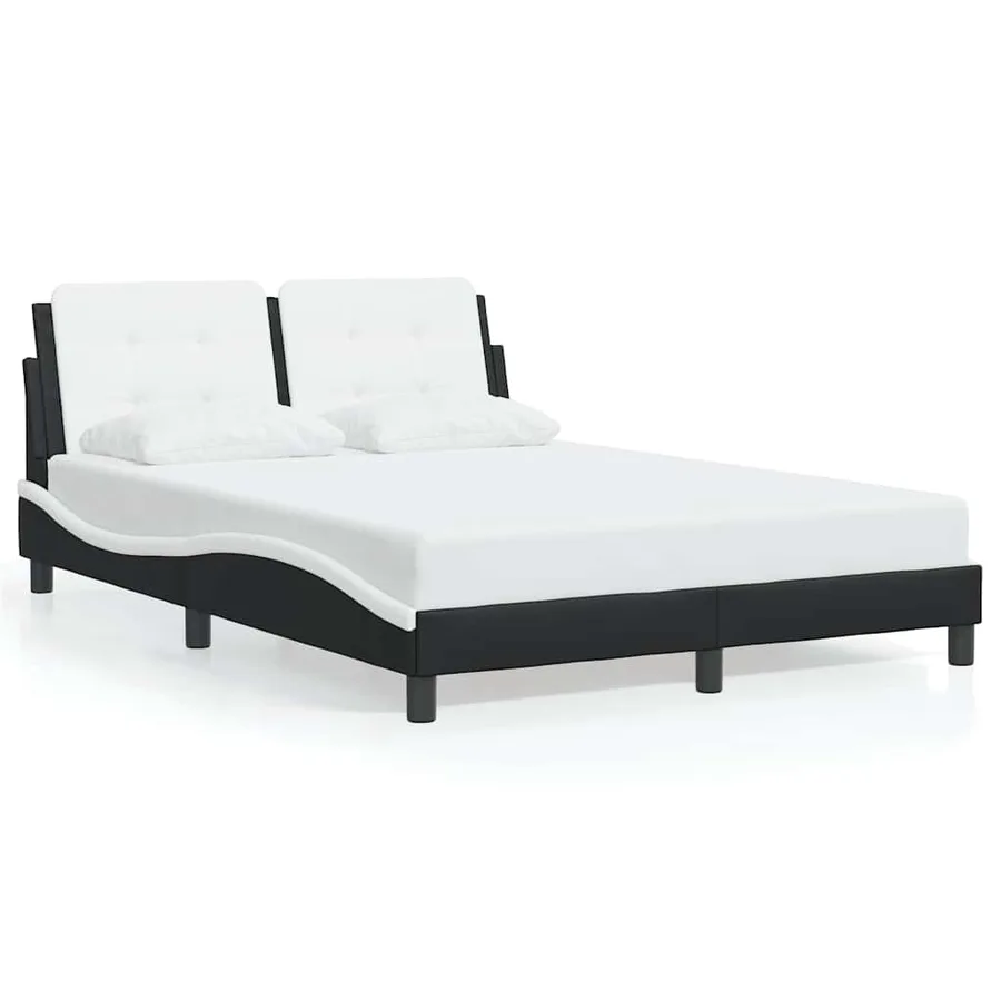 Cadre de lit sans matelas Zadar noir et blanc 120x200 cm similicuir - 2