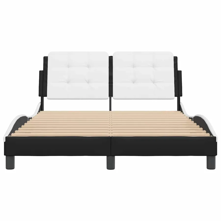 Cadre de lit sans matelas Zadar noir et blanc 120x200 cm similicuir - 4