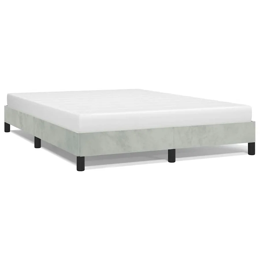 Cadre de lit gris clair 152x203 cm velours - 2