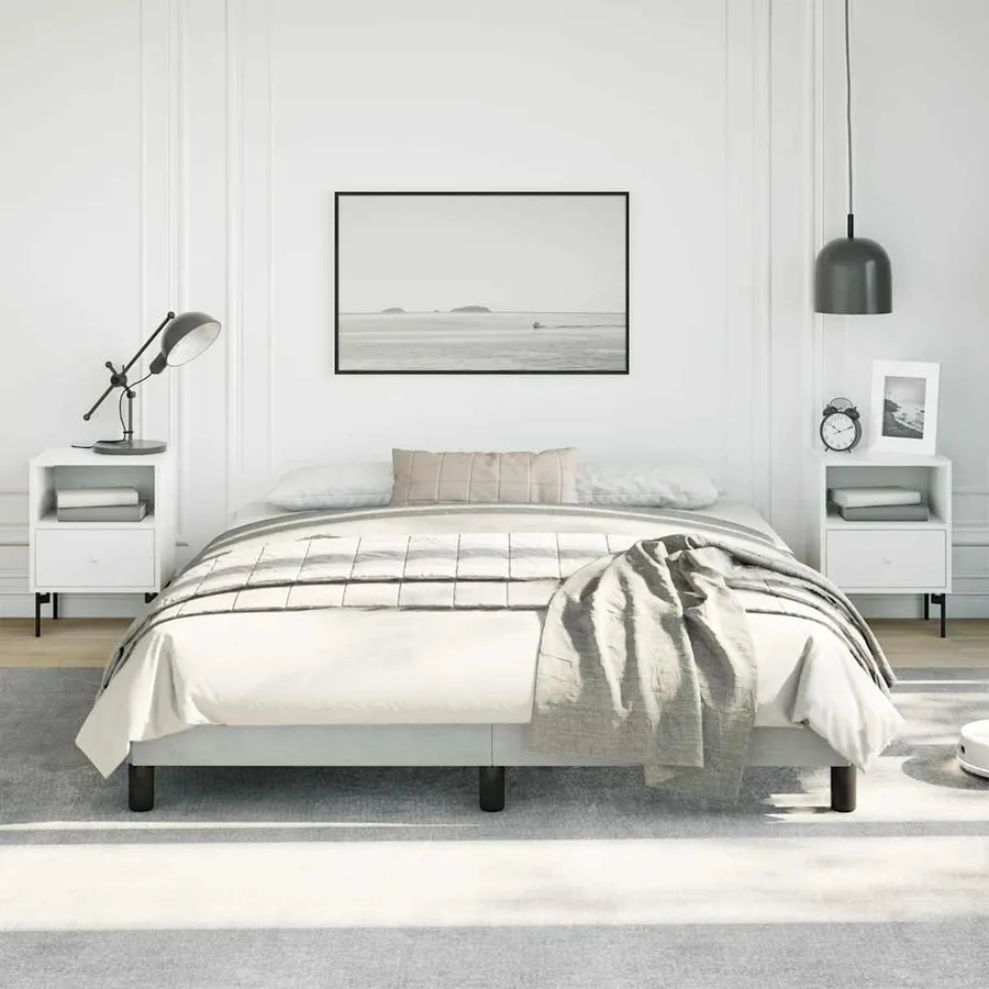 Cadre de lit gris clair 152x203 cm velours - 4