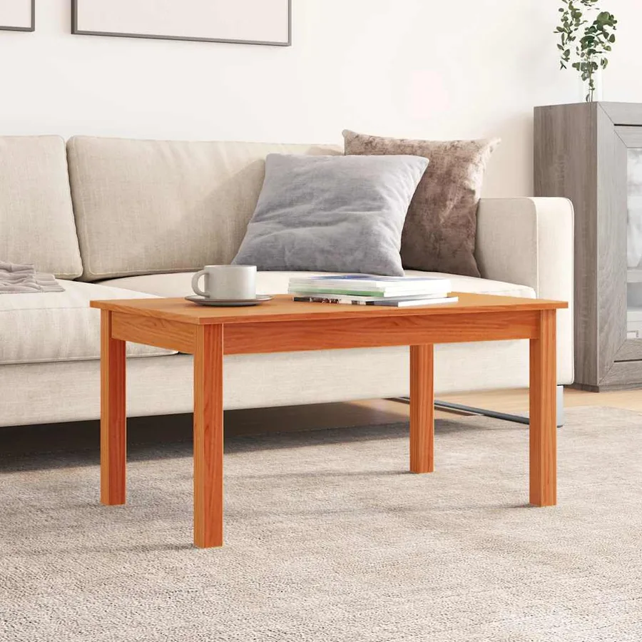 Table basse cire marron 80x50x40 cm bois massif de pin - 3