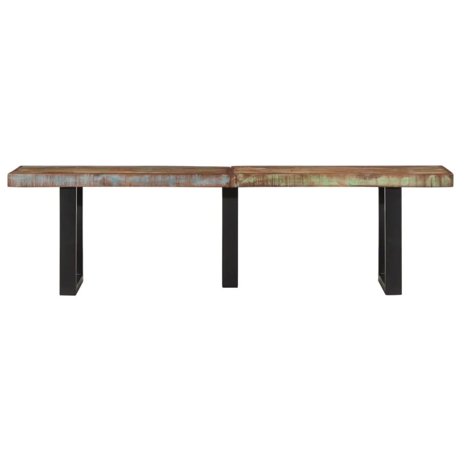 Banc 160 cm bois de récupération massif et acier - 2
