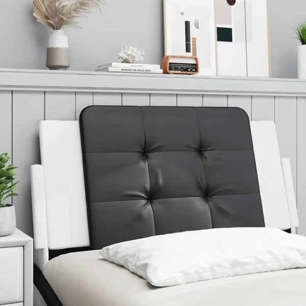 Coussin de tête de lit Zadar noir et blanc 100 cm similicuir