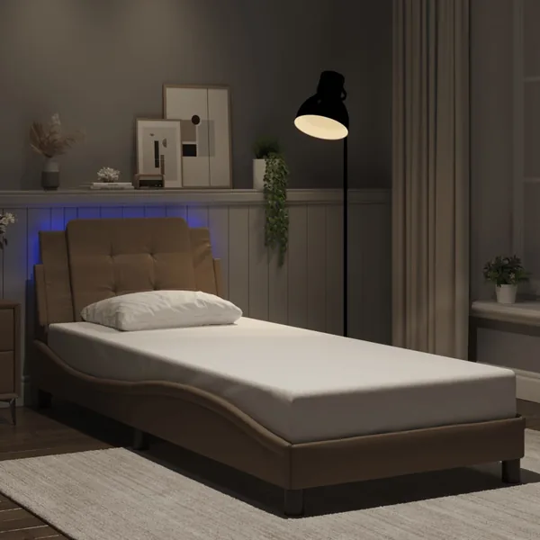 Cadre de lit avec LED sans matelas Zadar cappuccino 100x200 cm
