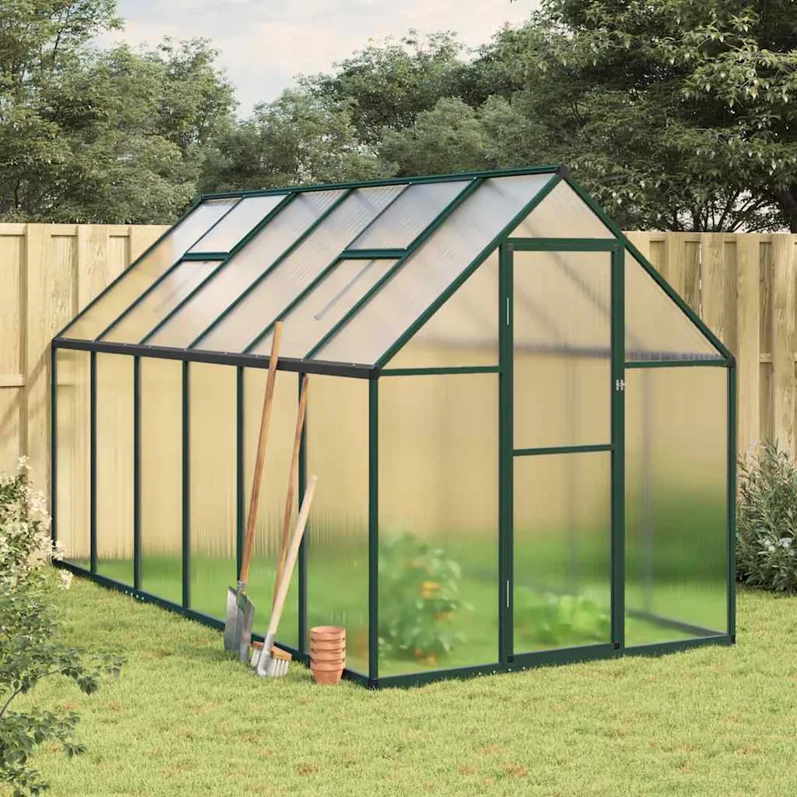 Serre avec cadre de base vert 334x169x195 cm aluminium