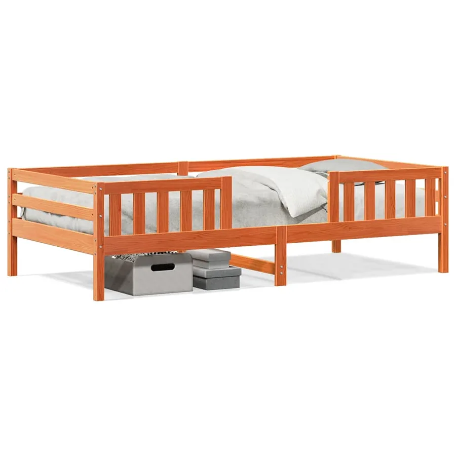 Cadre de lit sans matelas cire marron 100x200cm bois pin massif - 2