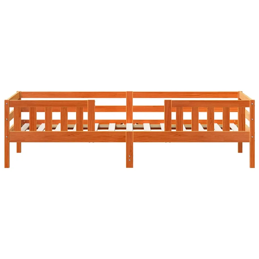Cadre de lit sans matelas cire marron 100x200cm bois pin massif - 4