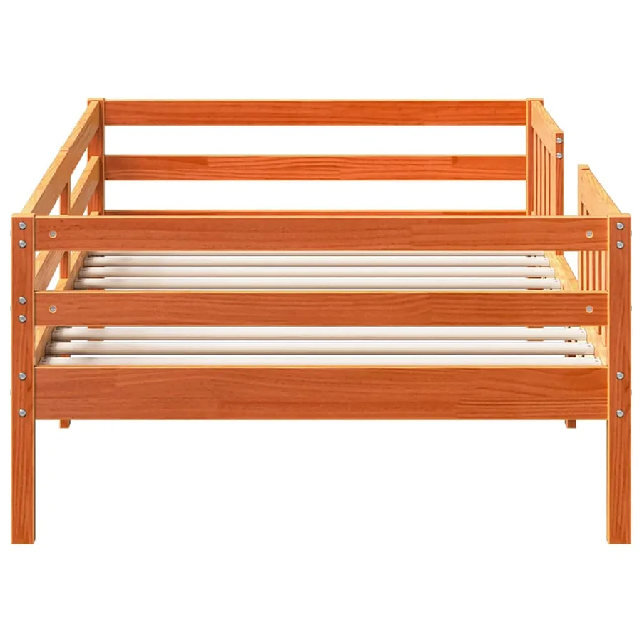 Cadre de lit sans matelas cire marron 100x200cm bois pin massif - 5
