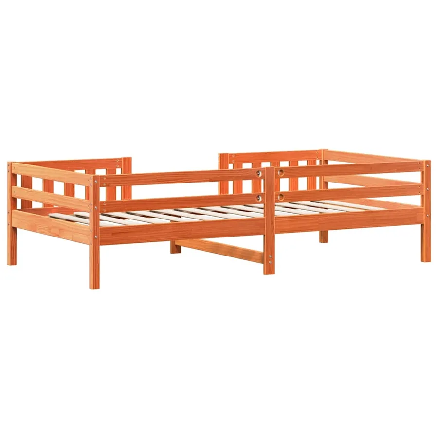 Cadre de lit sans matelas cire marron 100x200cm bois pin massif - 6