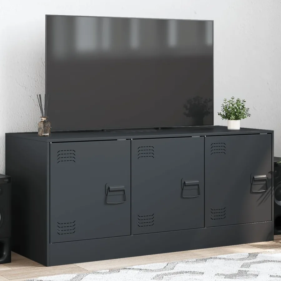 Meuble TV anthracite 99x39x44 cm acier