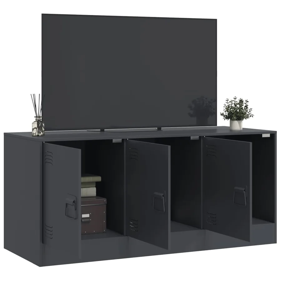 Meuble TV anthracite 99x39x44 cm acier - 4