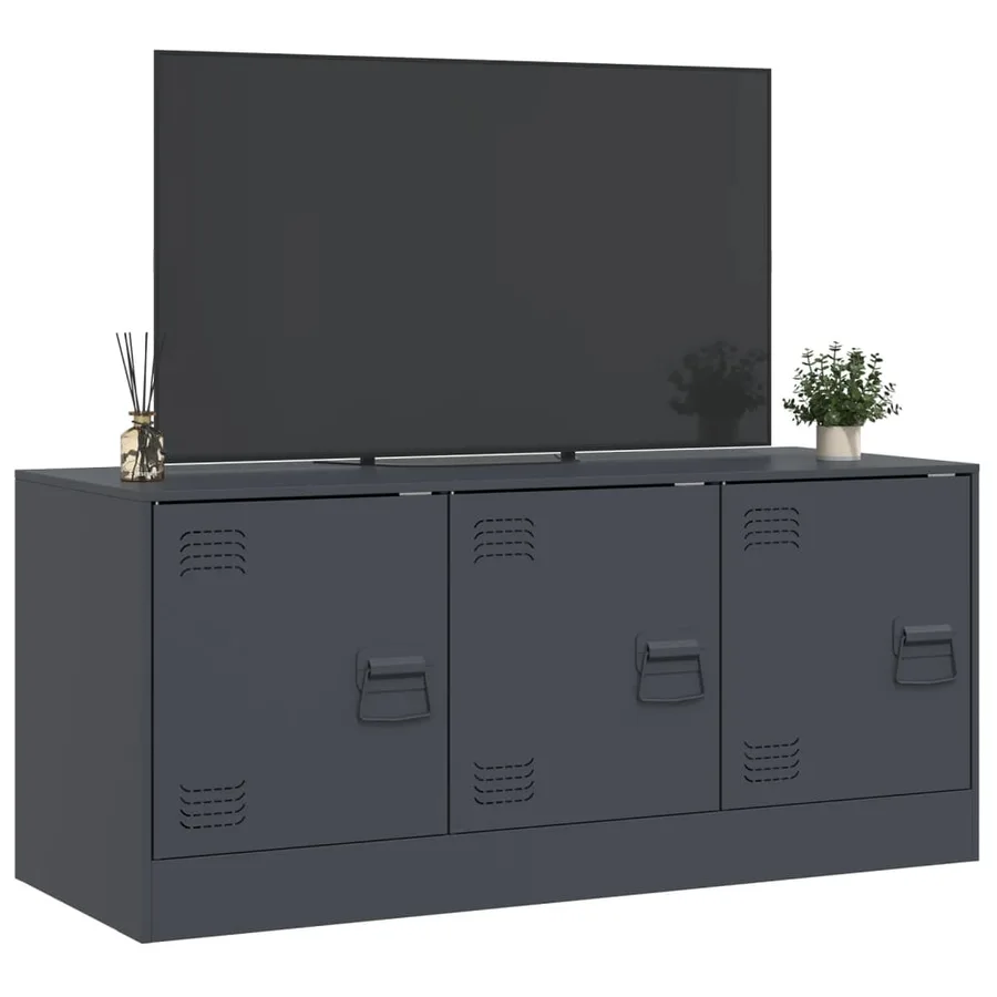 Meuble TV anthracite 99x39x44 cm acier - 5