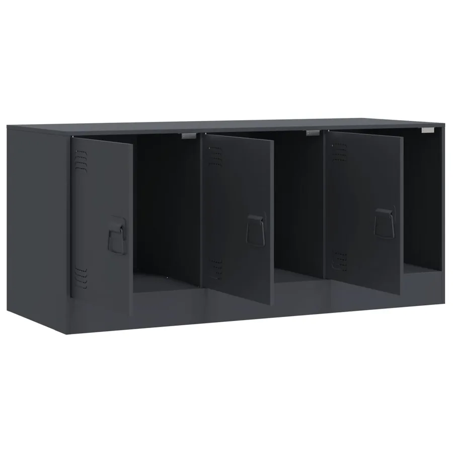 Meuble TV anthracite 99x39x44 cm acier - 7