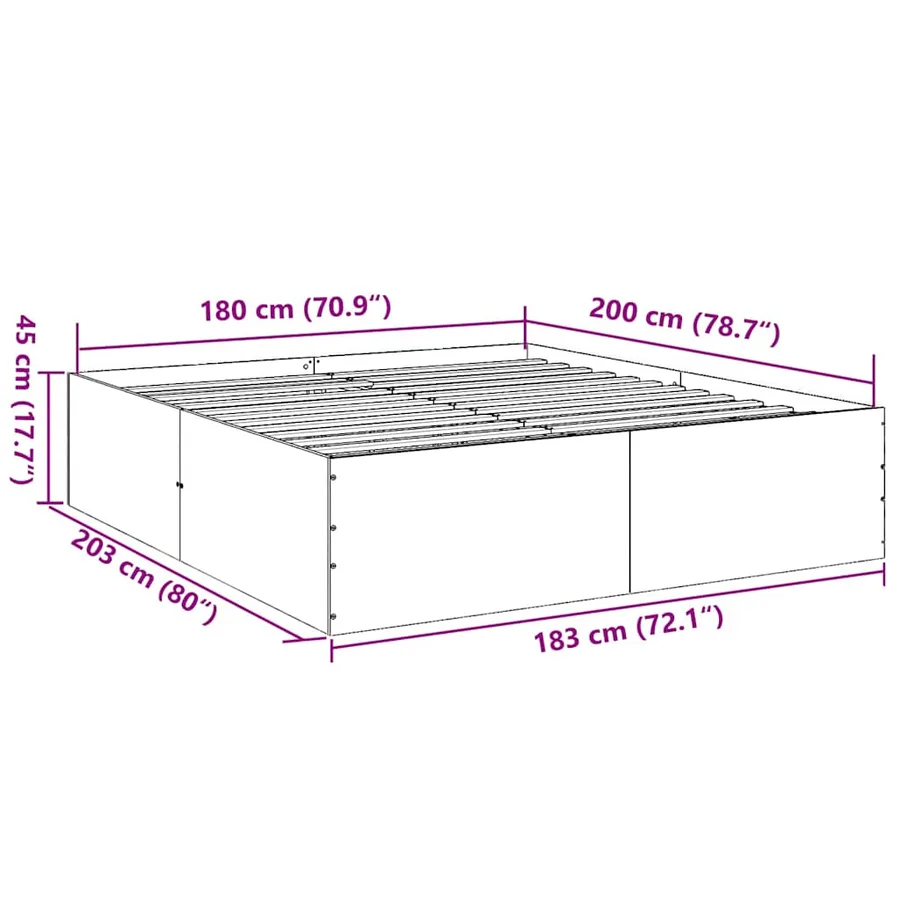 Cadre de lit sans matelas noir 180x200 cm - 10