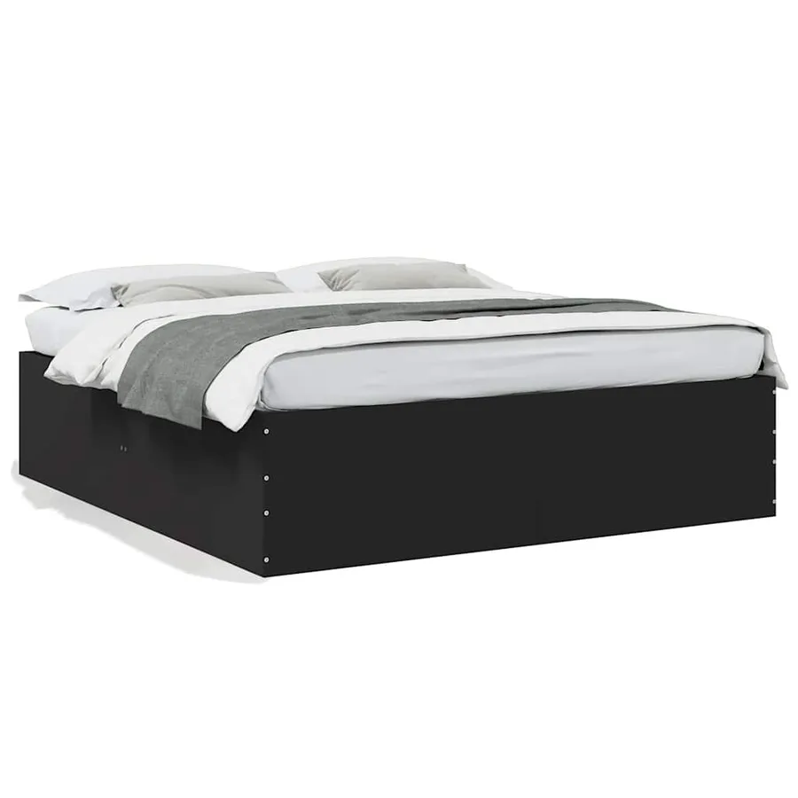 Cadre de lit sans matelas noir 180x200 cm - 2
