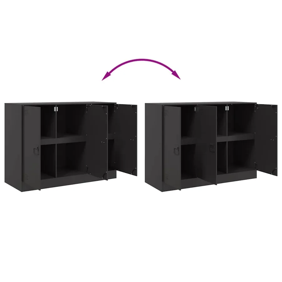 Buffet noir 99x39x73 cm acier - 10