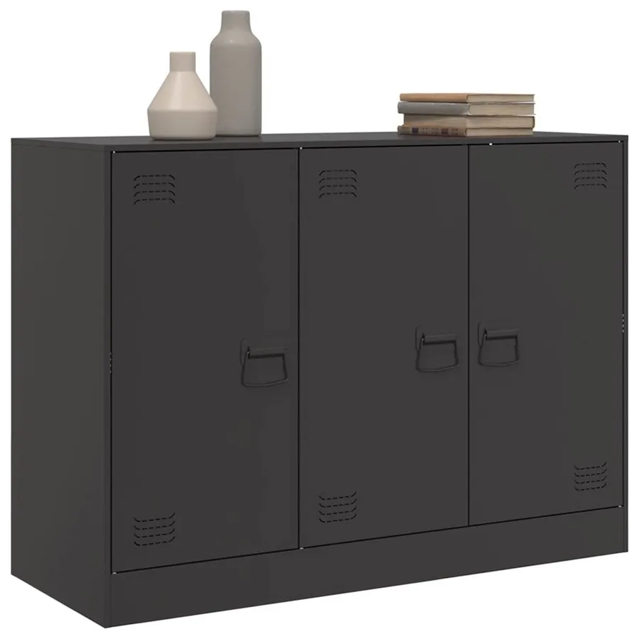 Buffet noir 99x39x73 cm acier - 4