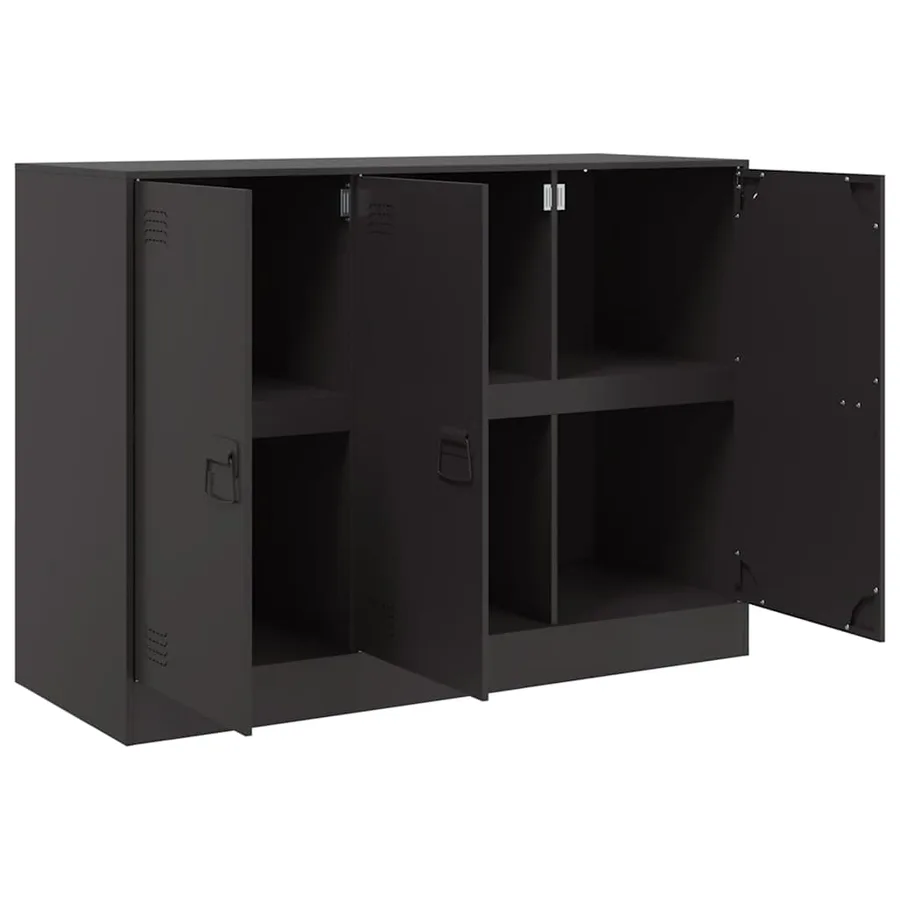 Buffet noir 99x39x73 cm acier - 7