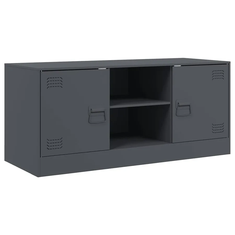 Meuble TV anthracite 99x39x44 cm acier - 2
