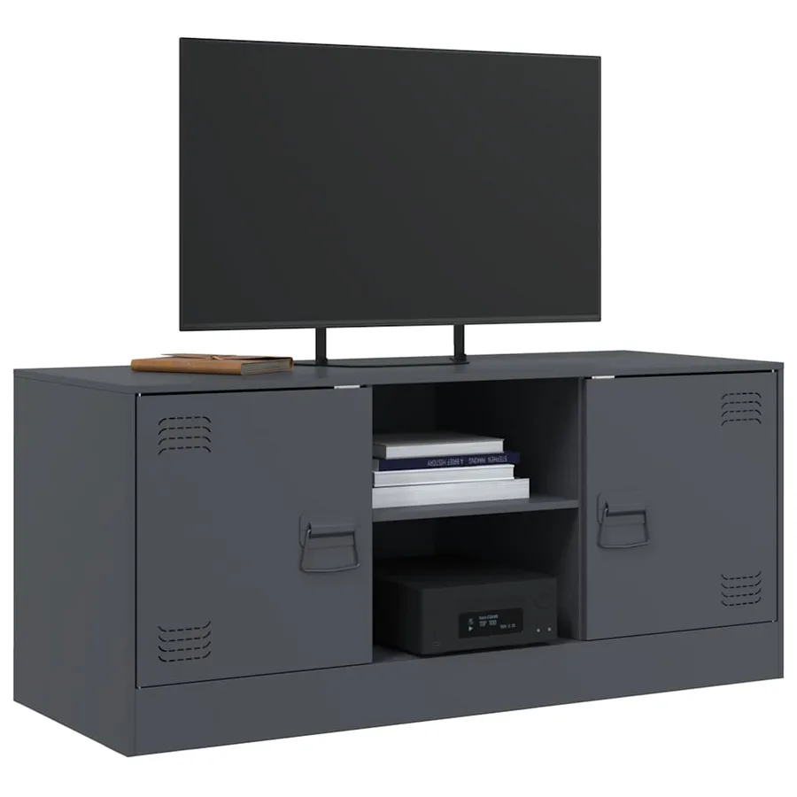 Meuble TV anthracite 99x39x44 cm acier - 4