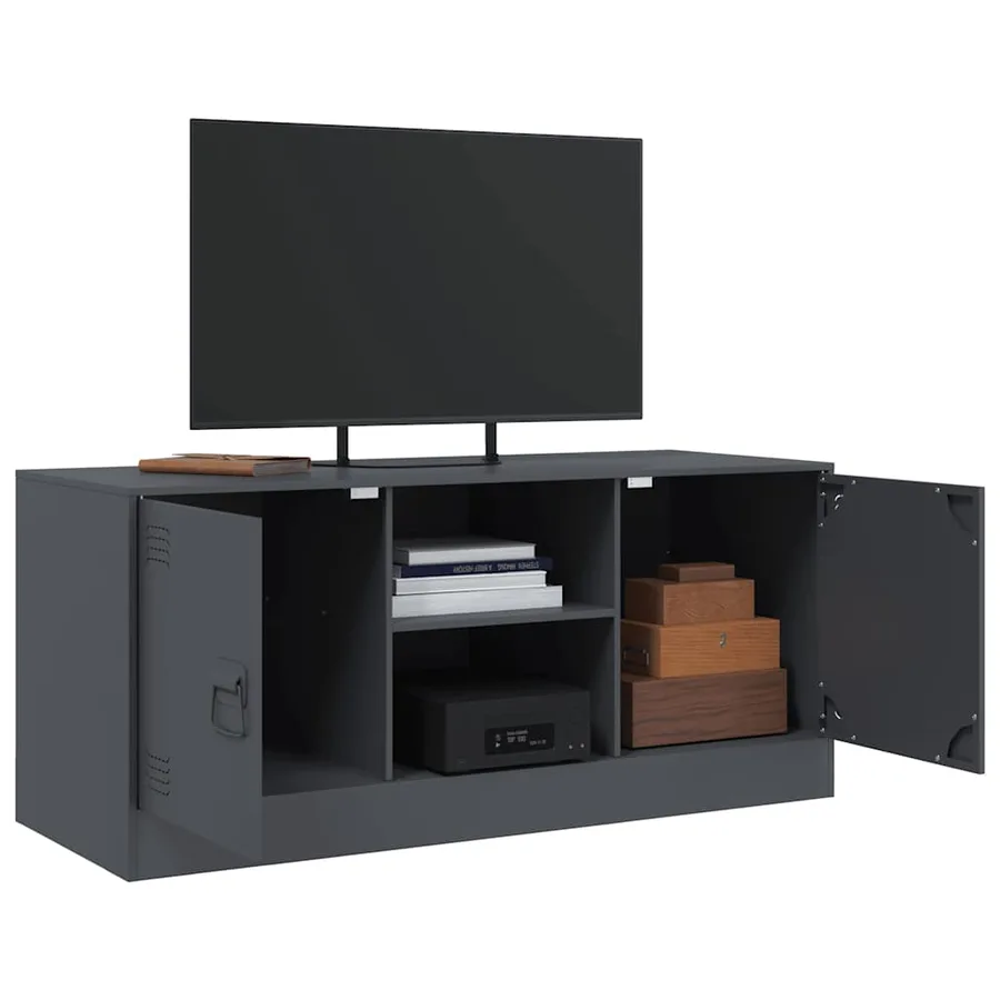 Meuble TV anthracite 99x39x44 cm acier - 5