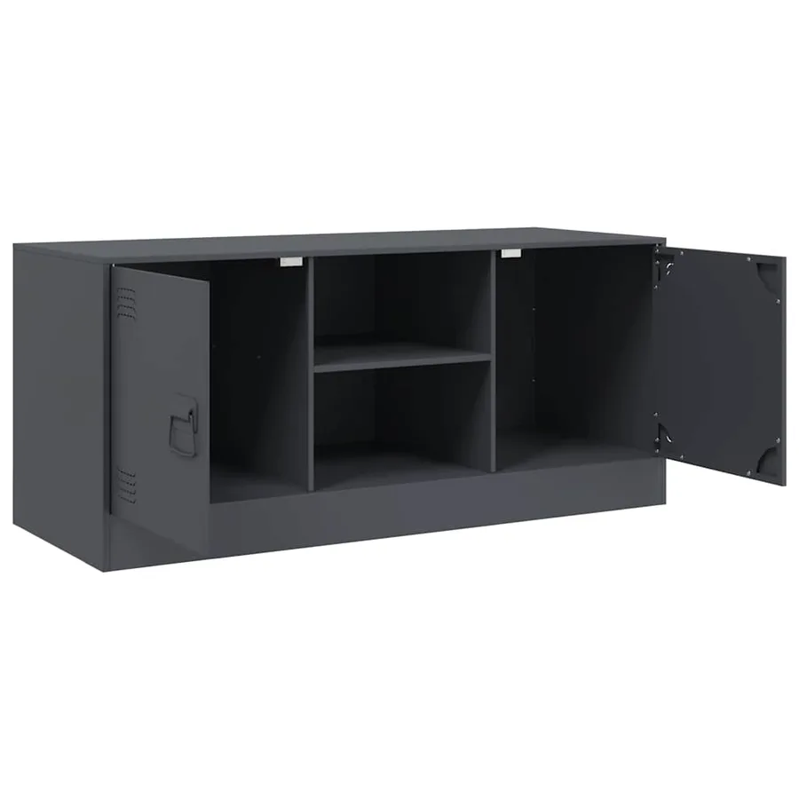 Meuble TV anthracite 99x39x44 cm acier - 7