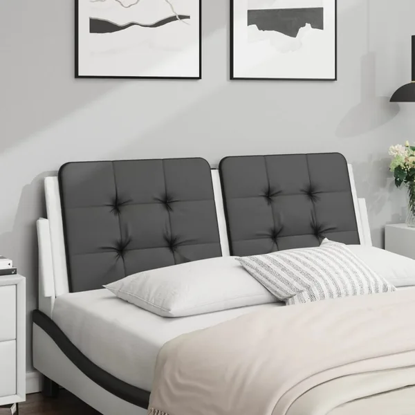 Coussin de tête de lit Zadar noir et blanc 120 cm similicuir
