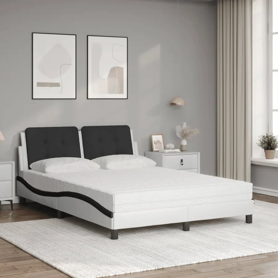 Cadre de lit sans matelas Zadar blanc et noir 120x200 cm similicuir - 3