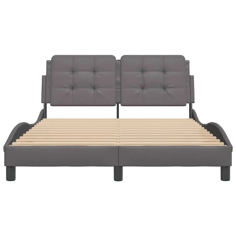 Cadre de lit sans matelas Zadar gris 140x190 cm similicuir - 4
