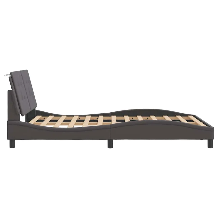 Cadre de lit sans matelas Zadar gris 140x190 cm similicuir - 5