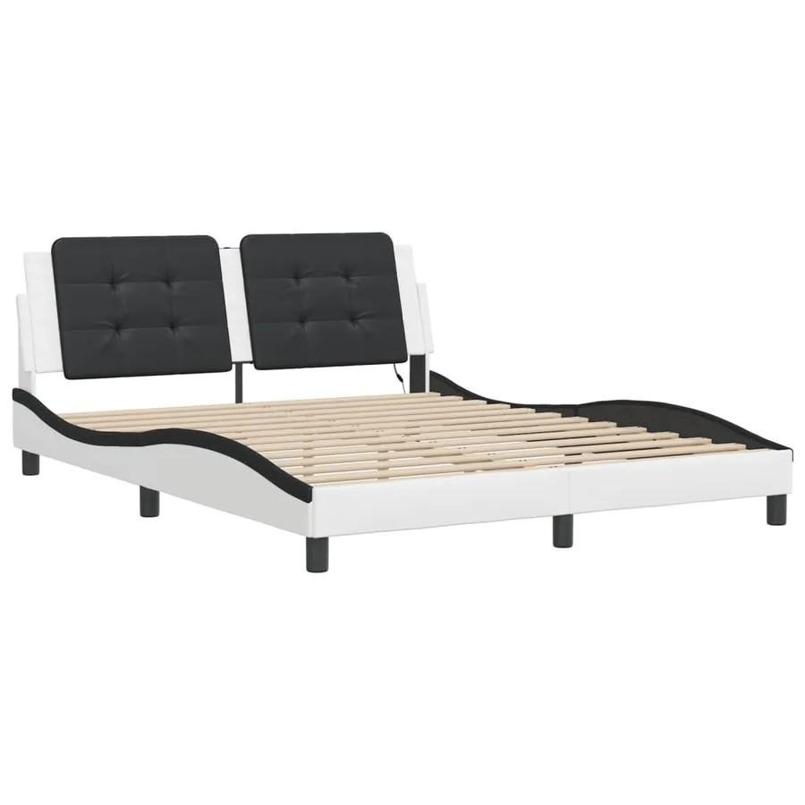 Cadre de lit avec LED sans matelas Zadar blanc et noir 160x200 cm - 3