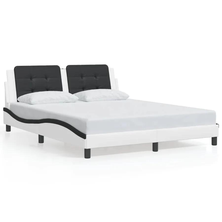 Cadre de lit avec LED sans matelas Zadar blanc et noir 160x200 cm - 5