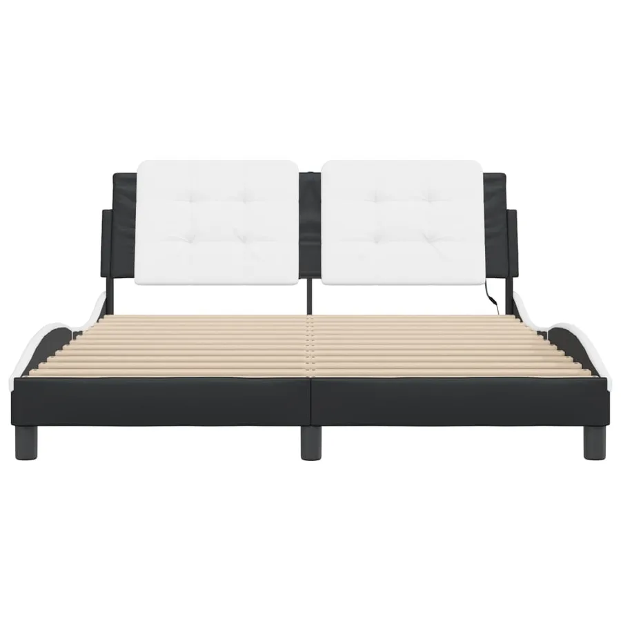 Cadre de lit avec LED sans matelas Zadar blanc et noir 160x200 cm - 6