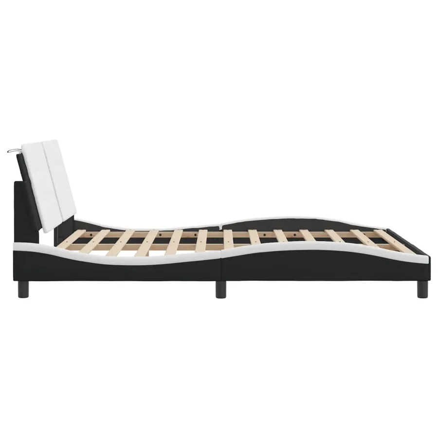 Cadre de lit avec LED sans matelas Zadar blanc et noir 160x200 cm - 8
