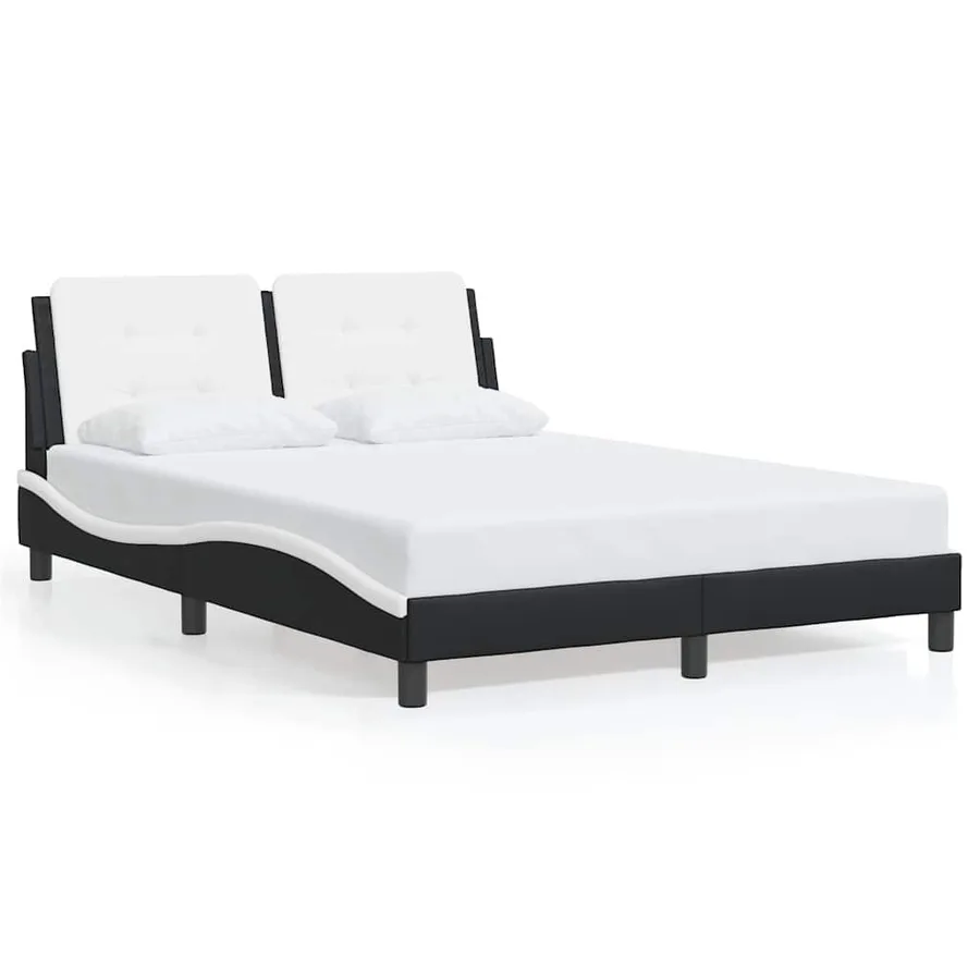 Cadre de lit sans matelas Zadar noir et blanc 140x200 cm similicuir - 2