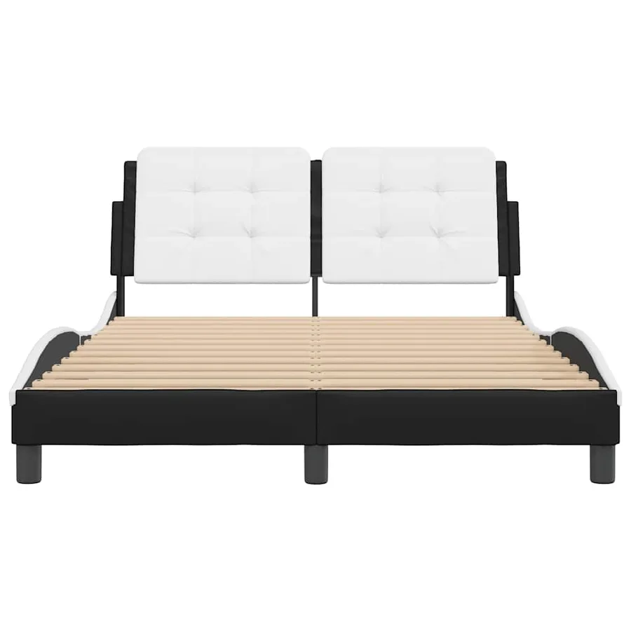 Cadre de lit sans matelas Zadar noir et blanc 140x200 cm similicuir - 4