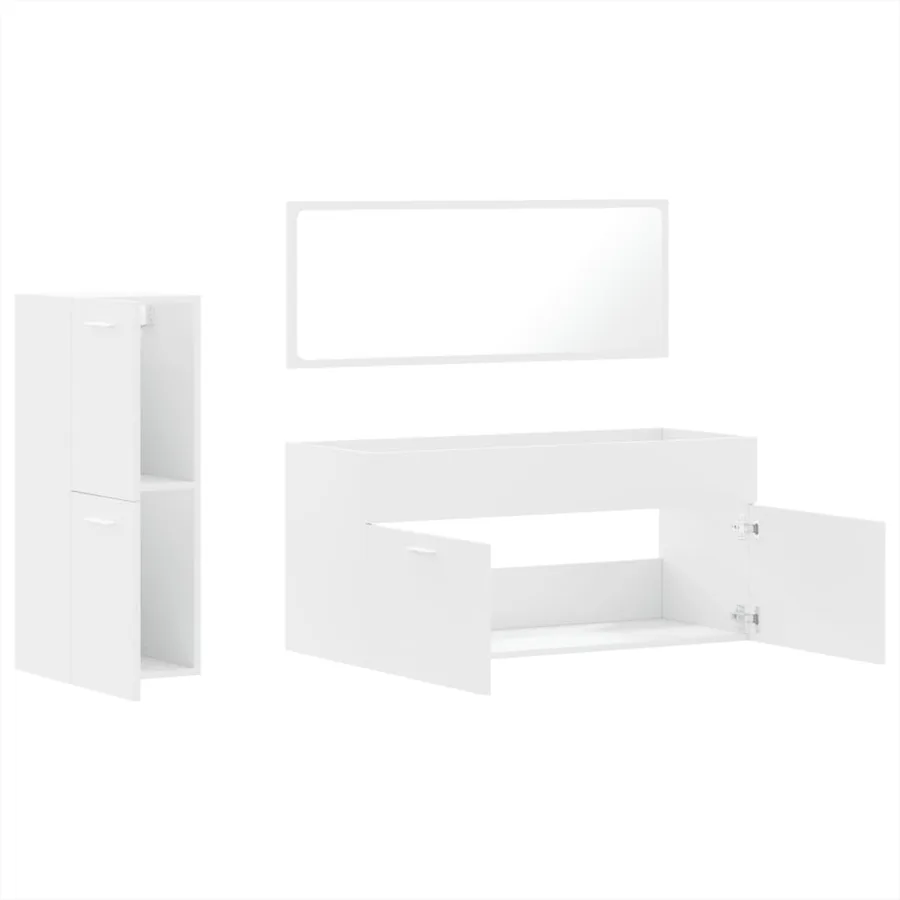 Ensemble de meubles salle de bain 3 pcs blanc bois d'ingénierie - 8