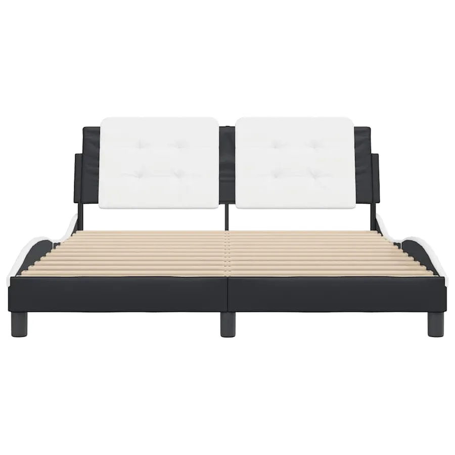 Cadre de lit sans matelas Zadar noir et blanc 160x200 cm similicuir - 4