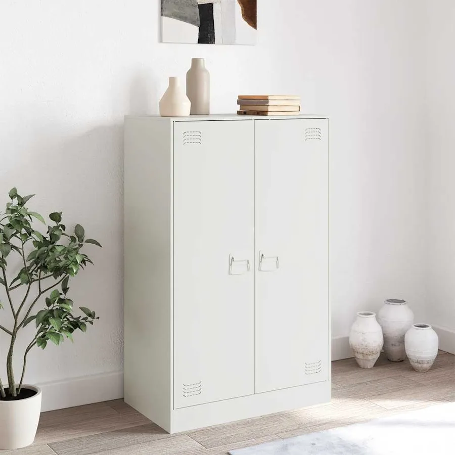 Buffet blanc 67x39x107 cm acier - 3