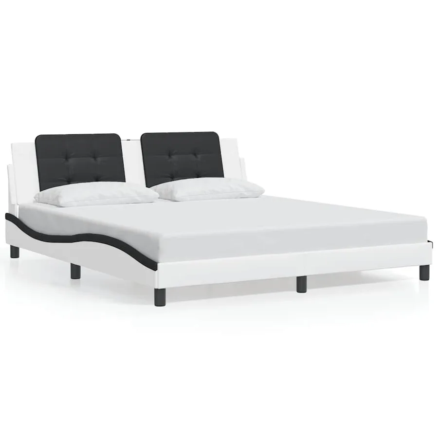 Cadre de lit sans matelas Zadar blanc et noir 180x200 cm similicuir - 2